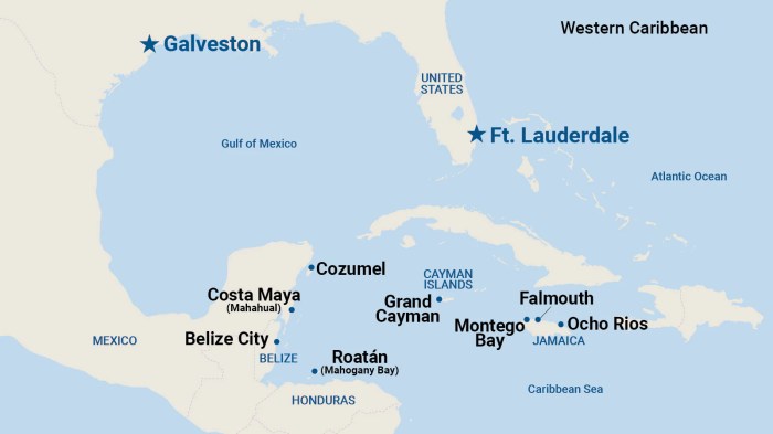 Caribbean islands southern cruise destinations ports cruises map line which where includes